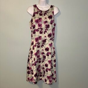 Banana Republic Purple/Gray Floral Sleeveless Mini Dress, 4 Tall